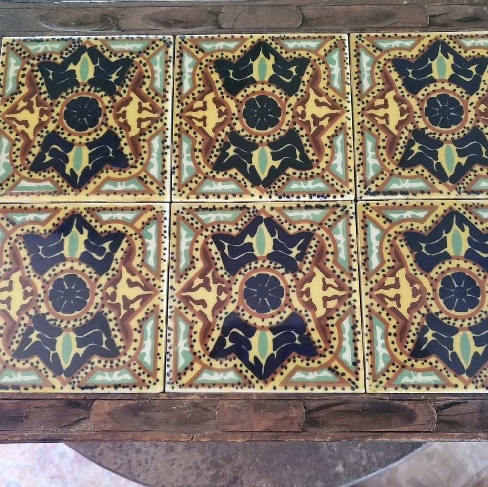 LOWERED PRICE!! Vintage Mexican Tile Carved Wood Trunk - Handmade - Picture 9 of 12